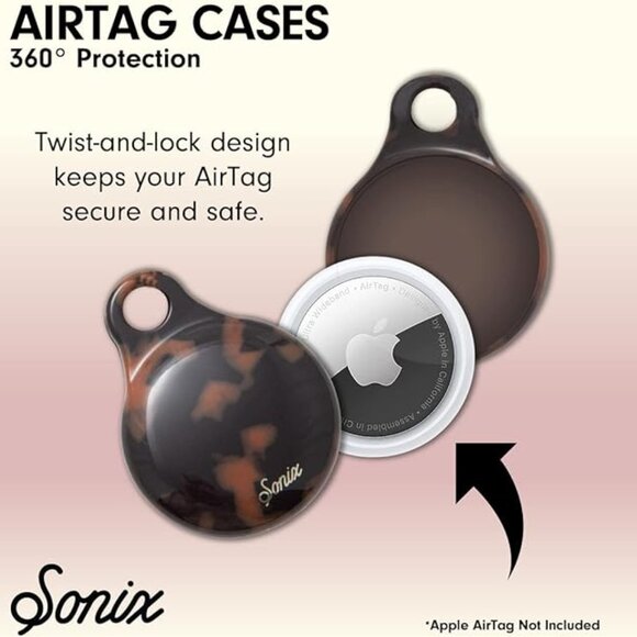 Sonix Case for Apple AirTags with Gold Carabiner Keychain Brown Tort Set of 2 - Picture 2 of 3